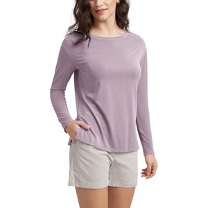 image:imageODODOS Womens Relaxed Fit Long Sleeve Shirts Boat Neck Side Slit PeachSoft Casual Lounge Yoga TopsLavender