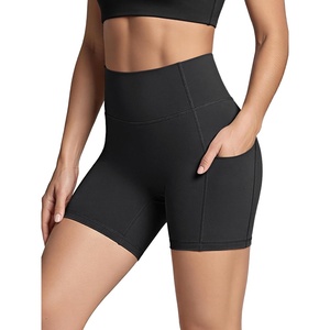 image:imageODODOS Womens Hidden Scrunch Butt Lifting Compression Shorts with Pockets 58  No Front Seam Tummy Control Biker ShortsBlack