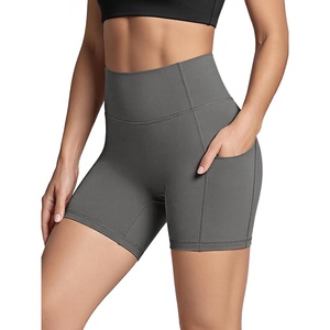 image:imageODODOS Womens Hidden Scrunch Butt Lifting Compression Shorts with Pockets 58  No Front Seam Tummy Control Biker ShortsCharcoal
