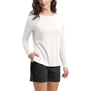 image:imageODODOS Womens Relaxed Fit Long Sleeve Shirts Boat Neck Side Slit PeachSoft Casual Lounge Yoga TopsMilk White