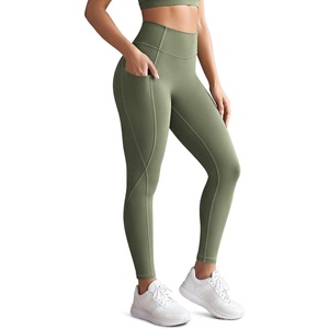 image:imageODODOS Womens Hidden Scrunch Butt Lifting Compression Leggings with Pocket 25  27 No Front Seam Tummy Control Yoga PantsDark Olive