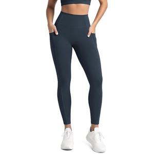 image:imageODODOS Womens Hidden Scrunch Butt Lifting Compression Leggings with Pocket 25  27 No Front Seam Tummy Control Yoga PantsDeep Navy