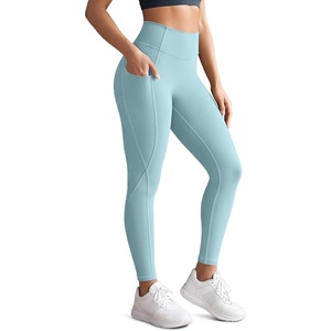 image:imageODODOS Womens Hidden Scrunch Butt Lifting Compression Leggings with Pocket 25  27 No Front Seam Tummy Control Yoga PantsIce Blue