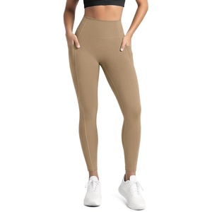 image:imageODODOS Womens Hidden Scrunch Butt Lifting Compression Leggings with Pocket 25  27 No Front Seam Tummy Control Yoga PantsLight Brown