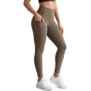 image:imageODODOS Womens Hidden Scrunch Butt Lifting Compression Leggings with Pocket 25  27 No Front Seam Tummy Control Yoga PantsMocha Brown