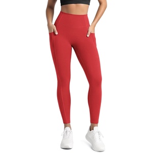 image:imageODODOS Womens Hidden Scrunch Butt Lifting Compression Leggings with Pocket 25  27 No Front Seam Tummy Control Yoga PantsRed