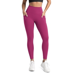 image:imageODODOS Womens Hidden Scrunch Butt Lifting Compression Leggings with Pocket 25  27 No Front Seam Tummy Control Yoga PantsVery Berry