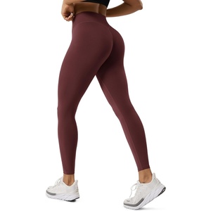 image:imageODODOS Hidden Scrunch Butt Lifting Crossover Leggings for Women  25  27  29 No Front Seam High Waist Yoga PantsBurgundy