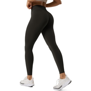 image:imageODODOS Hidden Scrunch Butt Lifting Crossover Leggings for Women  25  27  29 No Front Seam High Waist Yoga PantsDark Brown