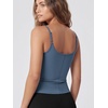 image:imageODODOS Womens Side Ruched Cami Top with Removable Pads  Buttery Soft Adjustable Strap Workout Yoga Sports BraInk Blue