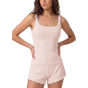 image:imageODODOS Womens Bamboo Viscose Square Neck Tank Ultra Soft Ribbed Cami Sleep Lounge Casual Everyday Sleeveless TopCrystal Pink