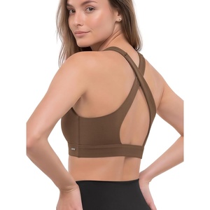 image:imageODODOS Womens Crisscross Back Sports Bra  Buttery Soft Low to Medium Support Square Neck Yoga Bra with Removable PadsBrunette