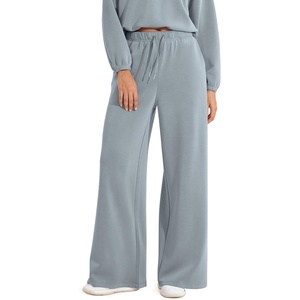 image:imageODODOS Womens Modal Soft Extra Wide Leg Pants with Pockets Drawstring High Waist PullOn Casual Pants  2729Grey Blue