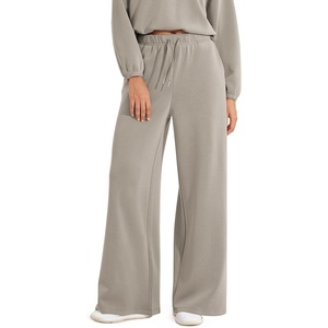 image:imageODODOS Womens Modal Soft Extra Wide Leg Pants with Pockets Drawstring High Waist PullOn Casual Pants  2729Khaki