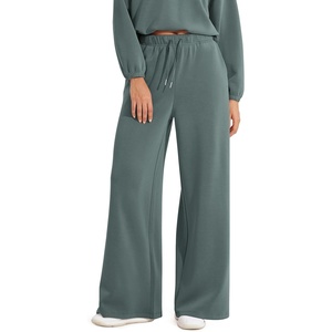 image:imageODODOS Womens Modal Soft Extra Wide Leg Pants with Pockets Drawstring High Waist PullOn Casual Pants  2729Slate Green