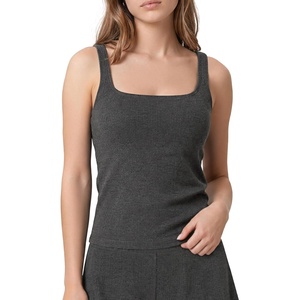 image:imageODODOS Womens Bamboo Viscose Square Neck Tank Ultra Soft Ribbed Cami Sleep Lounge Casual Everyday Sleeveless TopCharcoal Heather
