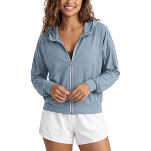 image:imageODODOS Womens Full Zip Hoodie  Ultra Soft odSTRATUM Tech Performance Outfit UPF 50 Relaxed Hooded Jacket with PocketsDusty Blue Heather
