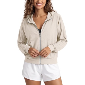 image:imageODODOS Womens Full Zip Hoodie  Ultra Soft odSTRATUM Tech Performance Outfit UPF 50 Relaxed Hooded Jacket with PocketsEcru Heather
