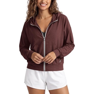 image:imageODODOS Womens Full Zip Hoodie  Ultra Soft odSTRATUM Tech Performance Outfit UPF 50 Relaxed Hooded Jacket with PocketsJava Heather