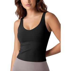 image:imageODODOS Womens Tank Top with Built in Bra  Buttery Soft U Back Light Support Workout Yoga Sports BraBlack