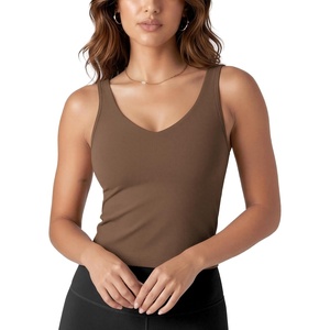 image:imageODODOS Womens Tank Top with Built in Bra  Buttery Soft U Back Light Support Workout Yoga Sports BraBrunette