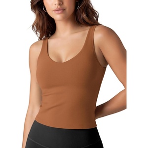 image:imageODODOS Womens Tank Top with Built in Bra  Buttery Soft U Back Light Support Workout Yoga Sports BraCaramel