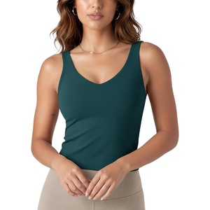 image:imageODODOS Womens Tank Top with Built in Bra  Buttery Soft U Back Light Support Workout Yoga Sports BraForest Teal