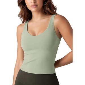 image:imageODODOS Womens Tank Top with Built in Bra  Buttery Soft U Back Light Support Workout Yoga Sports BraLime Stone