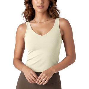 image:imageODODOS Womens Tank Top with Built in Bra  Buttery Soft U Back Light Support Workout Yoga Sports BraOat Milk
