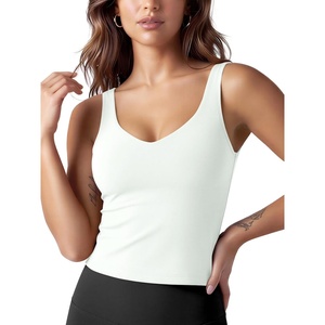 image:imageODODOS Womens Tank Top with Built in Bra  Buttery Soft U Back Light Support Workout Yoga Sports BraPorcelain White