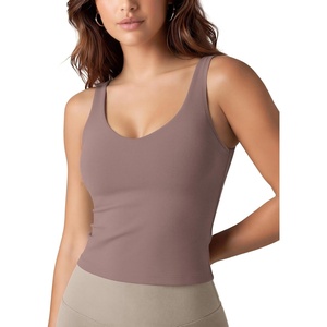 image:imageODODOS Womens Tank Top with Built in Bra  Buttery Soft U Back Light Support Workout Yoga Sports BraPurple Taupe