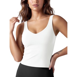 image:imageODODOS Womens Tank Top with Built in Bra  Buttery Soft U Back Light Support Workout Yoga Sports BraWhite