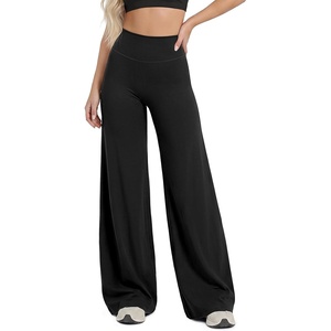 image:imageODODOS Womens No Front Seam Wide Leg Pants  Buttery Soft High Waist Hidden Scrunch Butt Lifting Yoga Pants 31 InseamBlack