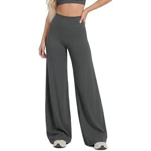image:imageODODOS Womens No Front Seam Wide Leg Pants  Buttery Soft High Waist Hidden Scrunch Butt Lifting Yoga Pants 31 InseamCharcoal