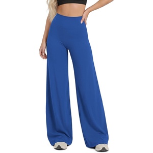 image:imageODODOS Womens No Front Seam Wide Leg Pants  Buttery Soft High Waist Hidden Scrunch Butt Lifting Yoga Pants 31 InseamRoyal Blue