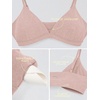 image:imageODODOS Womens Triangle Bra with Removable Pads Ultra Soft odSTRATUM Tech  Everyday Bra with Adjustable Straps Plunge Neckline 4Way Stretch Breathable Low SupportRose Pink Heather