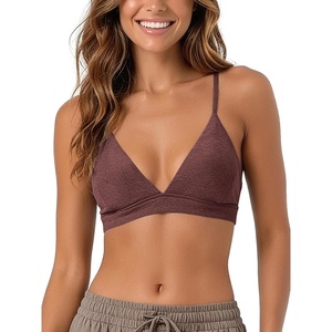 image:imageODODOS Womens Triangle Bra with Removable Pads Ultra Soft odSTRATUM Tech  Everyday Bra with Adjustable Straps Plunge Neckline 4Way Stretch Breathable Low SupportJava Heather
