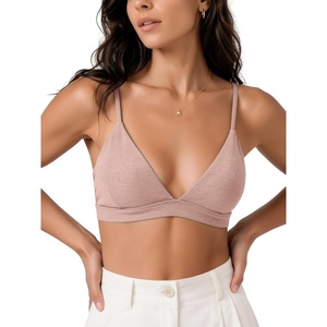 image:imageODODOS Womens Triangle Bra with Removable Pads Ultra Soft odSTRATUM Tech  Everyday Bra with Adjustable Straps Plunge Neckline 4Way Stretch Breathable Low SupportRose Pink Heather
