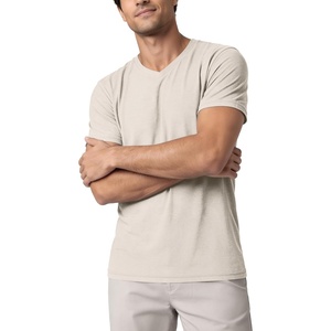 image:imageODODOS Mens Performance VNeck TShirt Ultra Soft odSTRATUM Tech Tee  Short Sleeves Lightweight Moisture Wicking UPF 50 Fitness Shirts The Ascent SeriesEcru Heather