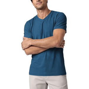 image:imageODODOS Mens Performance VNeck TShirt Ultra Soft odSTRATUM Tech Tee  Short Sleeves Lightweight Moisture Wicking UPF 50 Fitness Shirts The Ascent SeriesDark Cobalt Heather