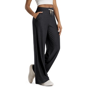 image:imageODODOS Womens Essential Wide Leg Pants  Ultra Soft odSTRATUM Tech Drawstring Relaxed Casual Pants with Pockets 29  31Black Heather