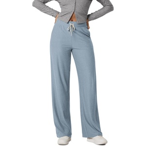 image:imageODODOS Womens Essential Wide Leg Pants  Ultra Soft odSTRATUM Tech Drawstring Relaxed Casual Pants with Pockets 29  31Dusty Blue Heather