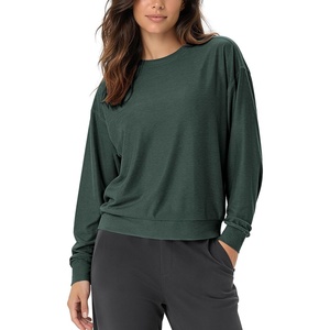 image:imageODODOS Womens Long Sleeve Relaxed Crewneck Tee  Ultra Soft odSTRATUM Tech  Performance TShirt UPF 50 Pullover Top Relaxed FitAspen Heather