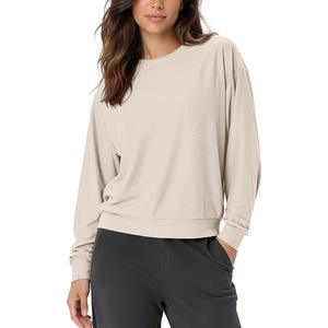 image:imageODODOS Womens Long Sleeve Relaxed Crewneck Tee  Ultra Soft odSTRATUM Tech  Performance TShirt UPF 50 Pullover Top Relaxed FitEcru Heather