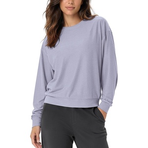 image:imageODODOS Womens Long Sleeve Relaxed Crewneck Tee  Ultra Soft odSTRATUM Tech  Performance TShirt UPF 50 Pullover Top Relaxed FitLilac Heather