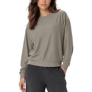 image:imageODODOS Womens Long Sleeve Relaxed Crewneck Tee  Ultra Soft odSTRATUM Tech  Performance TShirt UPF 50 Pullover Top Relaxed FitWarm Grey Heather