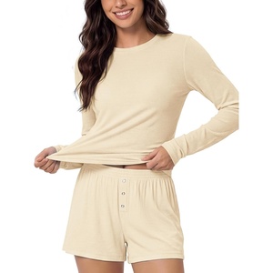 image:imageODODOS Womens Bamboo Viscose Long Sleeve TShirt Ultra Soft Ribbed TeeVanilla Cream