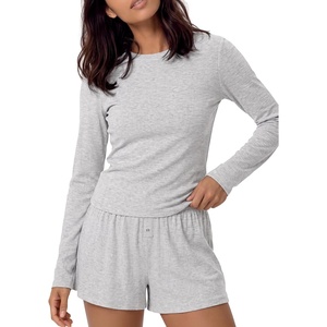 image:imageODODOS Womens Bamboo Viscose Long Sleeve TShirt Ultra Soft Ribbed TeeWhite Heather
