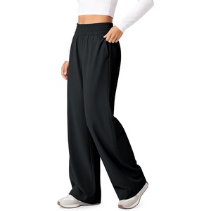 image:imageODODOS Womens Featherlight Wide Leg Pant  Elastic High Waist Relaxed Lounge Pants with Pockets  29  31 InseamBlack