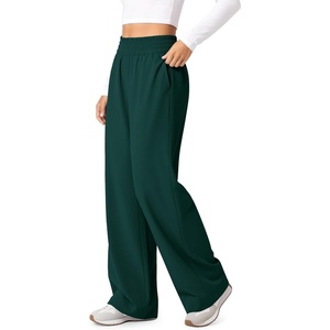 image:imageODODOS Womens Featherlight Wide Leg Pant  Elastic High Waist Relaxed Lounge Pants with Pockets  29  31 InseamDark Emerald